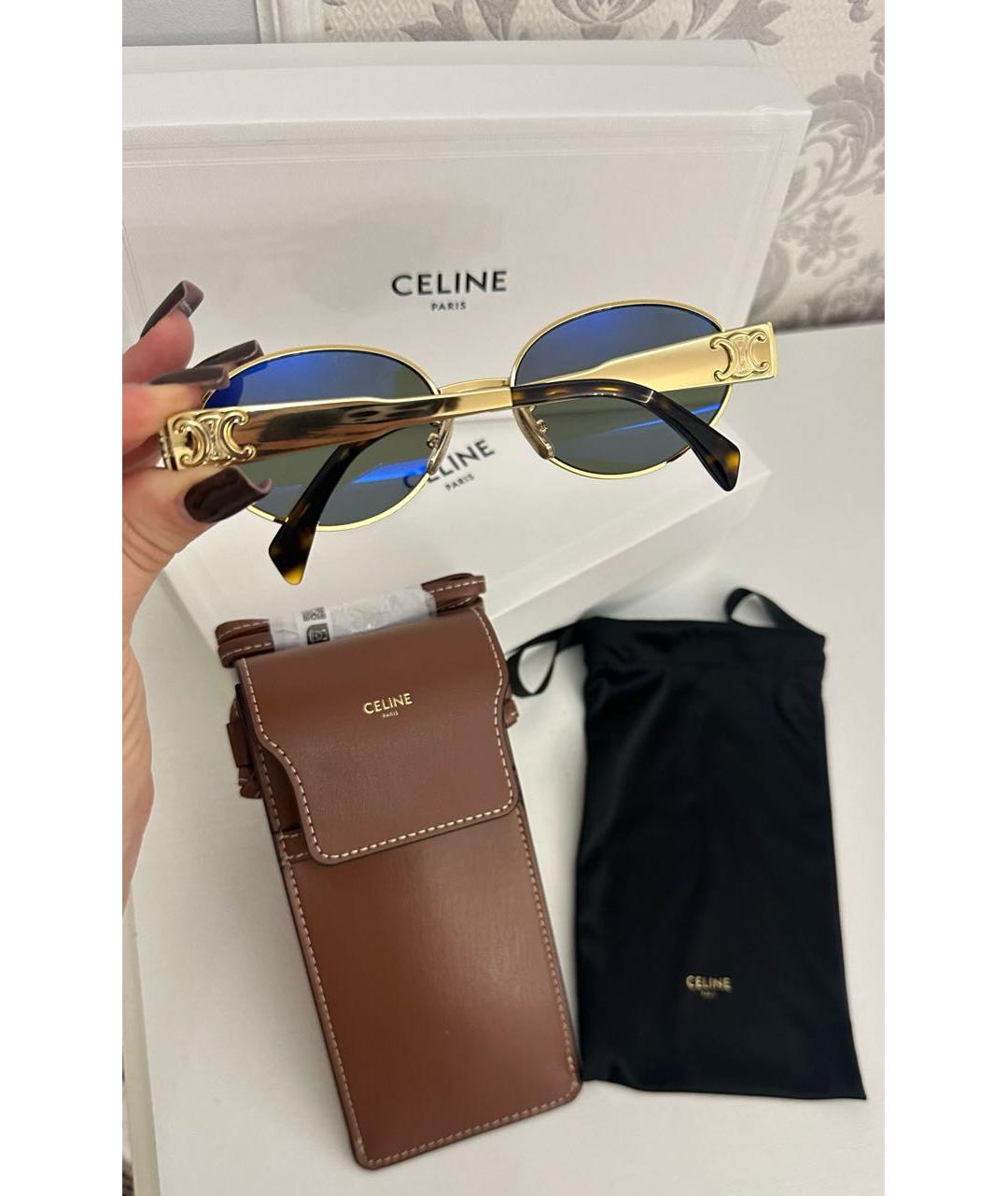 CELINE Золотые металлические солнцезащитные очки, фото 6