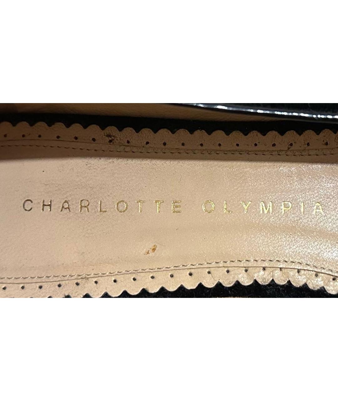 CHARLOTTE OLYMPIA Черные бархатные балетки, фото 5