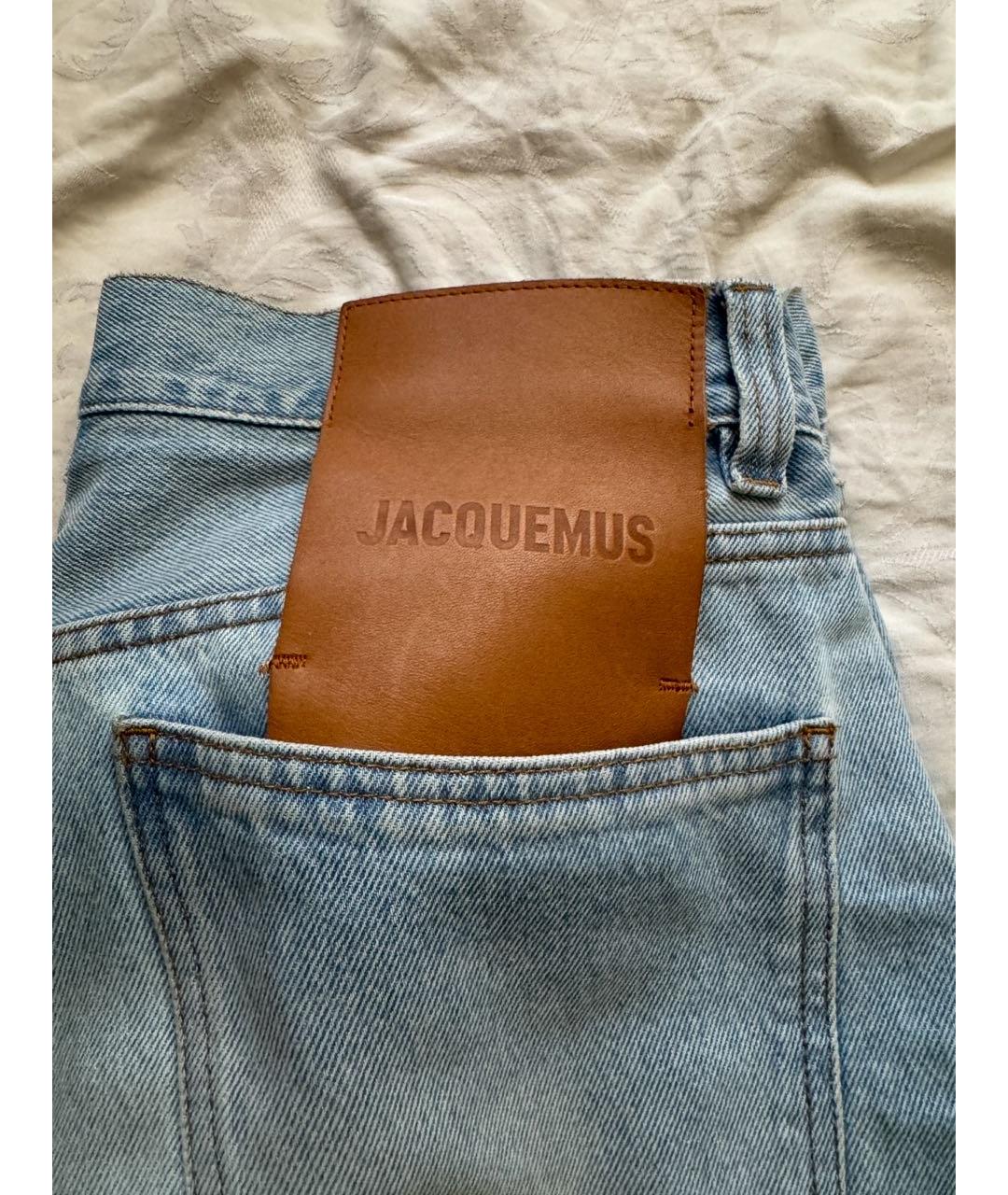 JACQUEMUS Голубые хлопковые прямые джинсы, фото 7