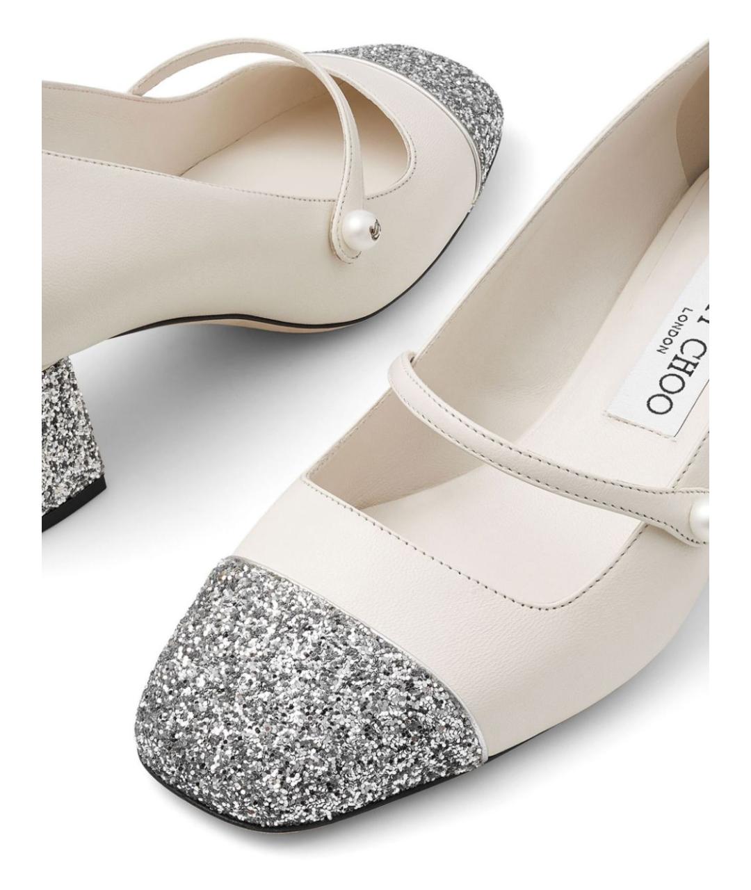 JIMMY CHOO Серебряные кожаные туфли, фото 5