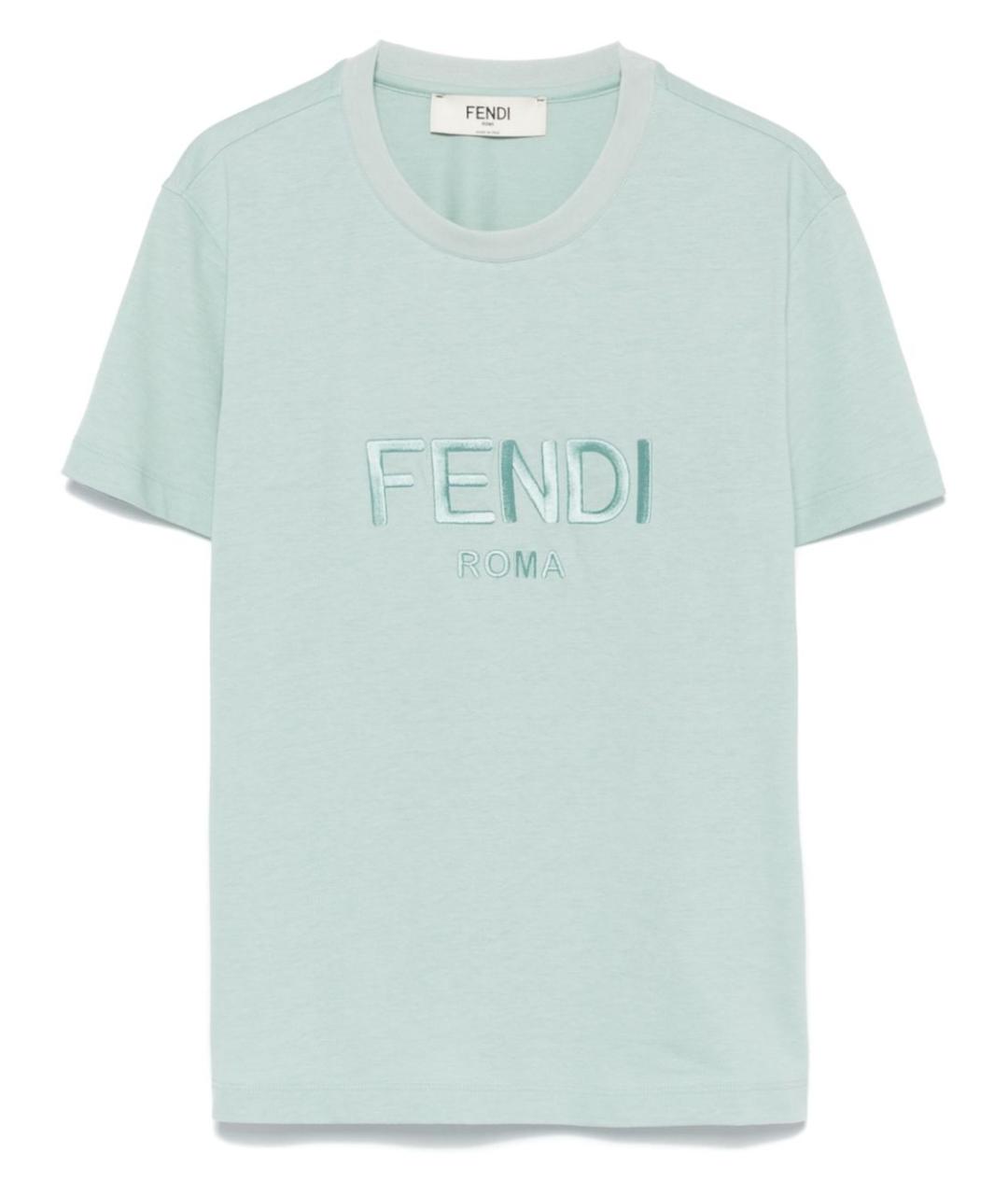 FENDI Голубая хлопковая футболка, фото 1