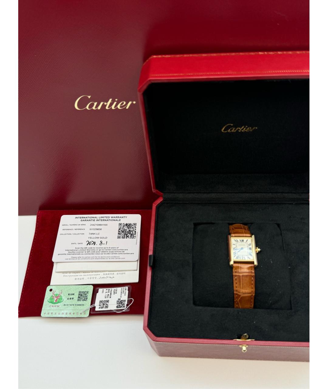 CARTIER Белые часы из желтого золота, фото 2