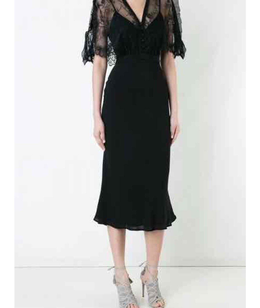 SELF-PORTRAIT Черное шифоновое платье, фото 5
