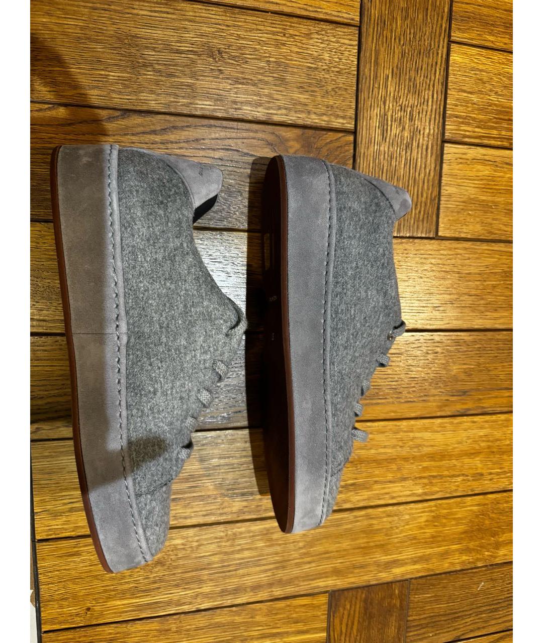 LORO PIANA Серые текстильные кеды, фото 8