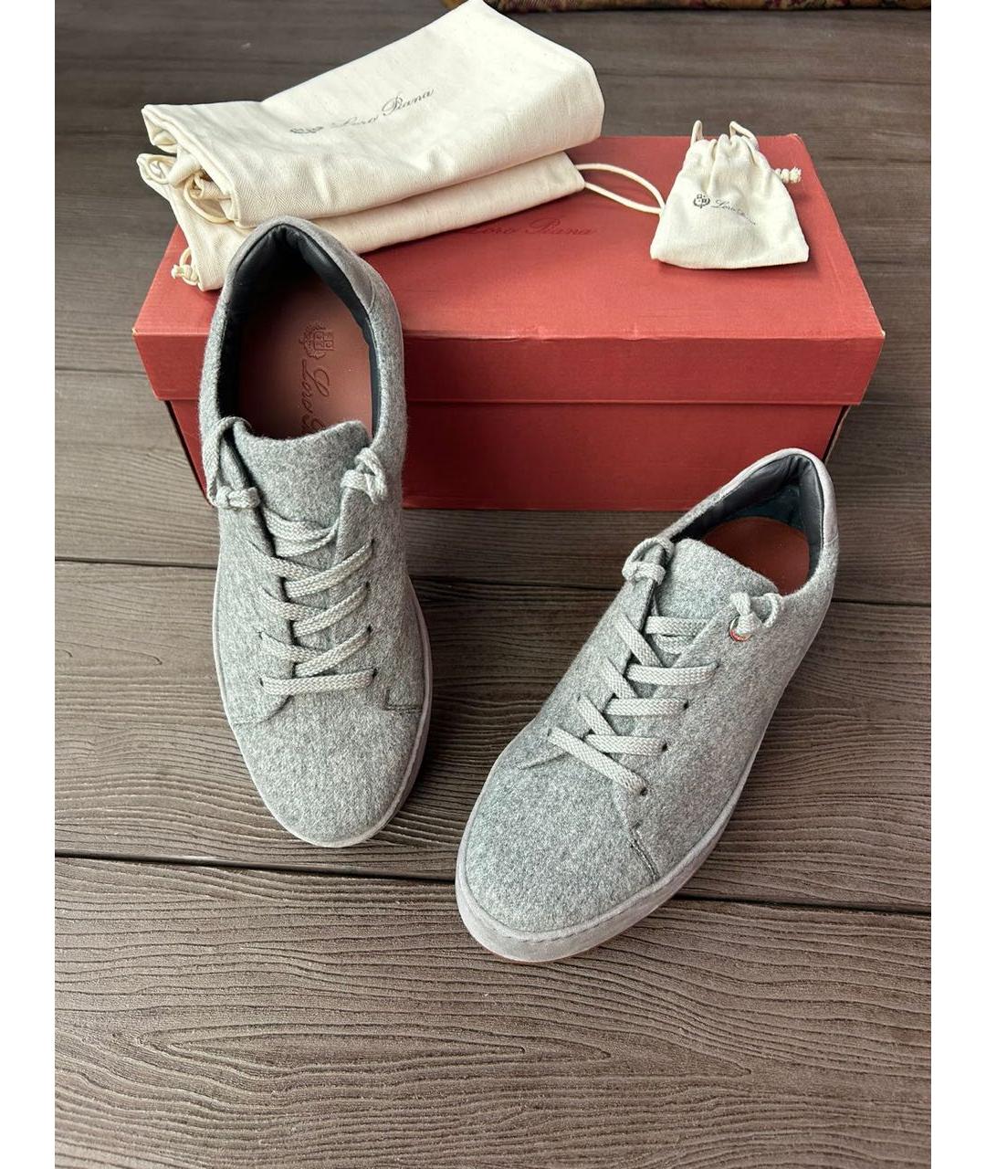 LORO PIANA Серые текстильные кеды, фото 5