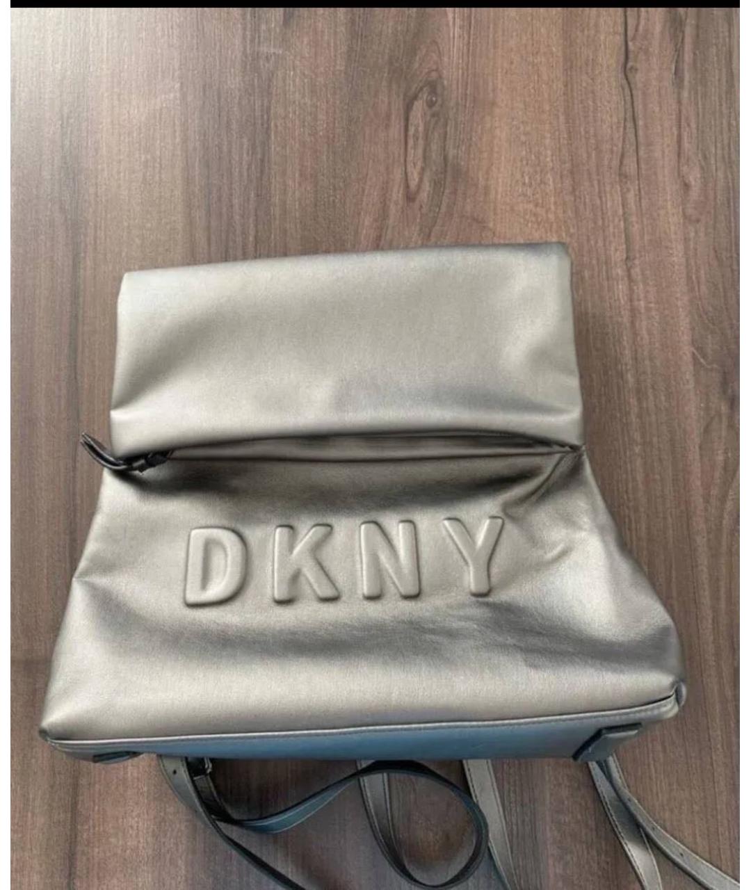 DKNY Серебрянный рюкзак из искусственной кожи, фото 6