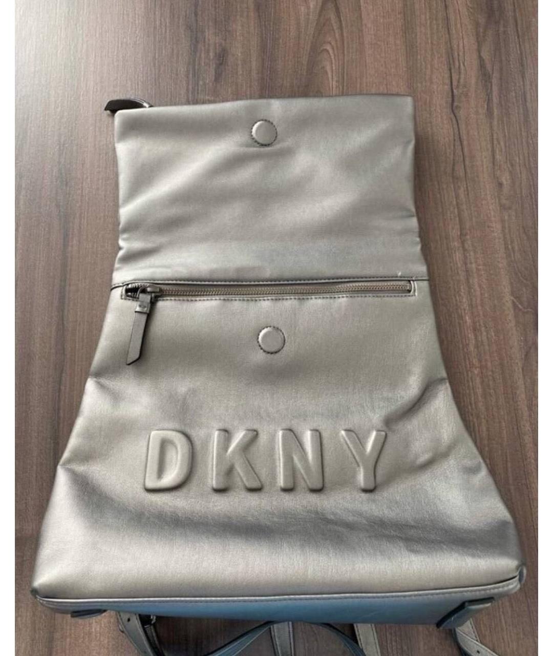 DKNY Серебрянный рюкзак из искусственной кожи, фото 2