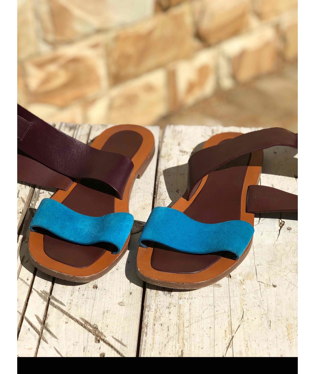 CELINE PRE-OWNED Бордовые кожаные сандалии, фото 3