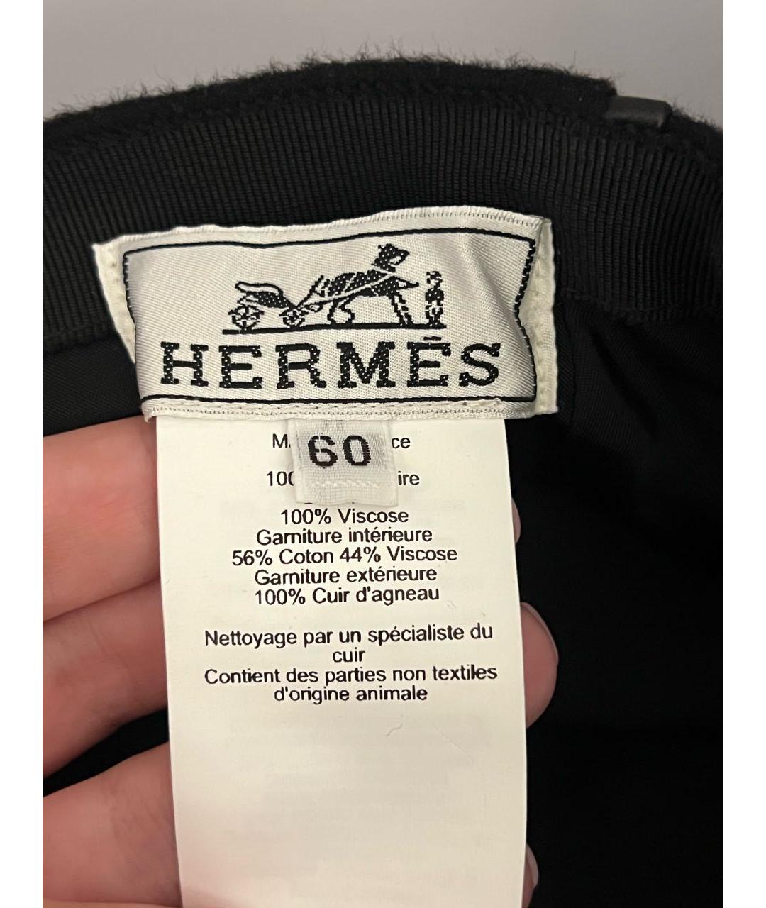 HERMES Черная шерстяная кепка/бейсболка, фото 3