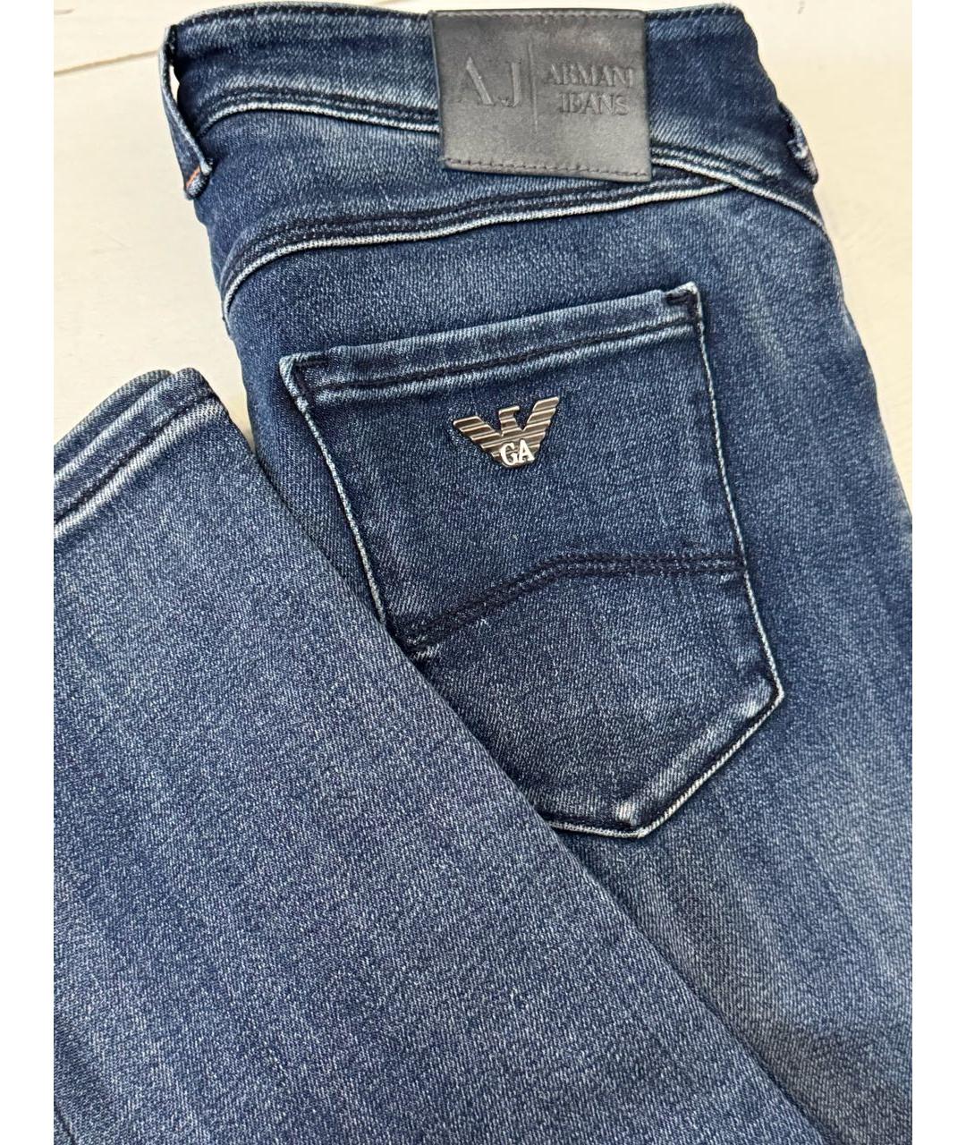 ARMANI JEANS Синие хлопко-полиэстеровые джинсы слим, фото 3