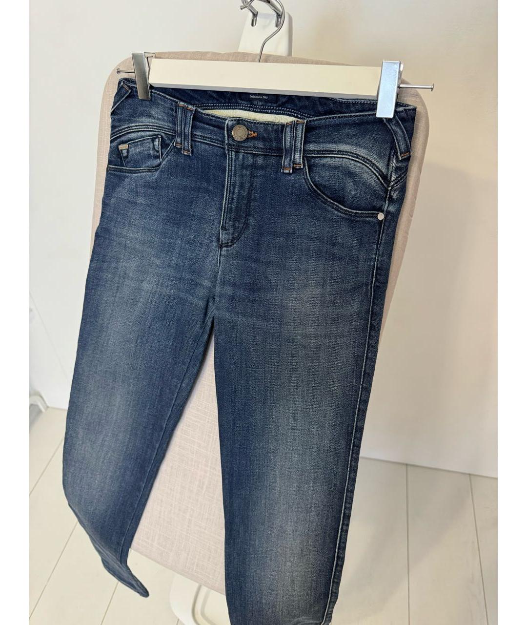 ARMANI JEANS Синие хлопко-полиэстеровые джинсы слим, фото 5