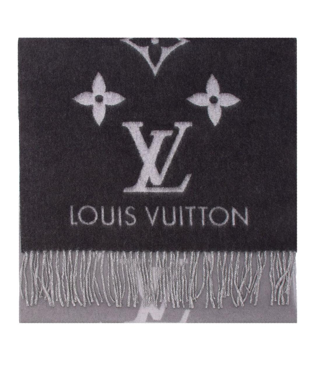 LOUIS VUITTON Серый кашемировый шарф, фото 4