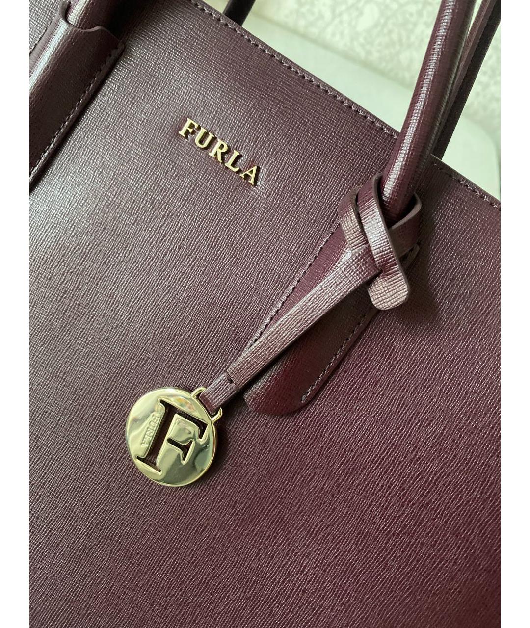 FURLA Фиолетовая кожаная сумка тоут, фото 5