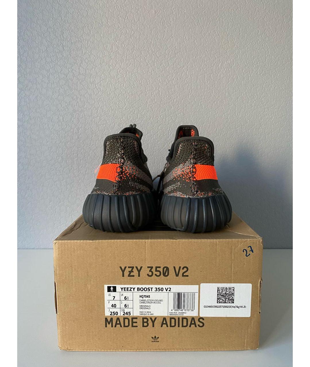 ADIDAS YEEZY Черные текстильные низкие кроссовки / кеды, фото 4