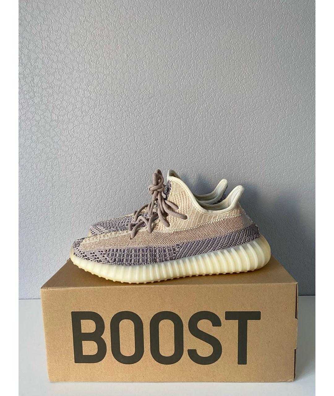 ADIDAS YEEZY Серые текстильные низкие кроссовки / кеды, фото 3