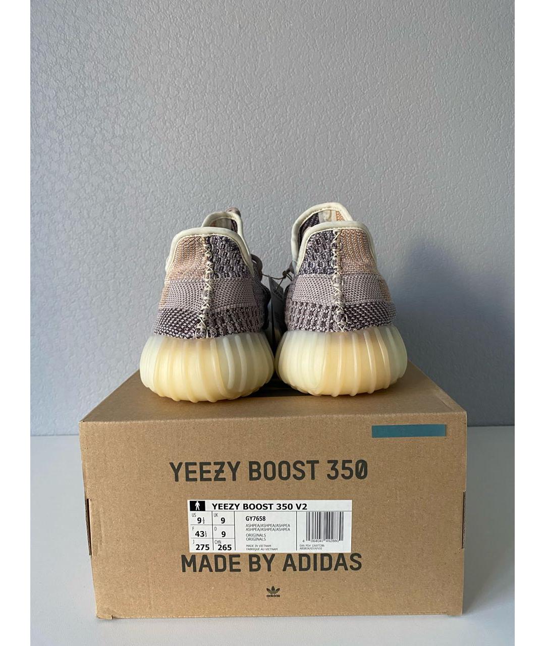 ADIDAS YEEZY Серые текстильные низкие кроссовки / кеды, фото 4
