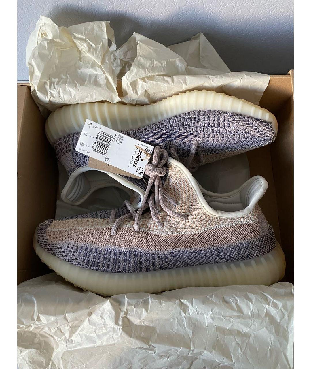 ADIDAS YEEZY Серые текстильные низкие кроссовки / кеды, фото 2