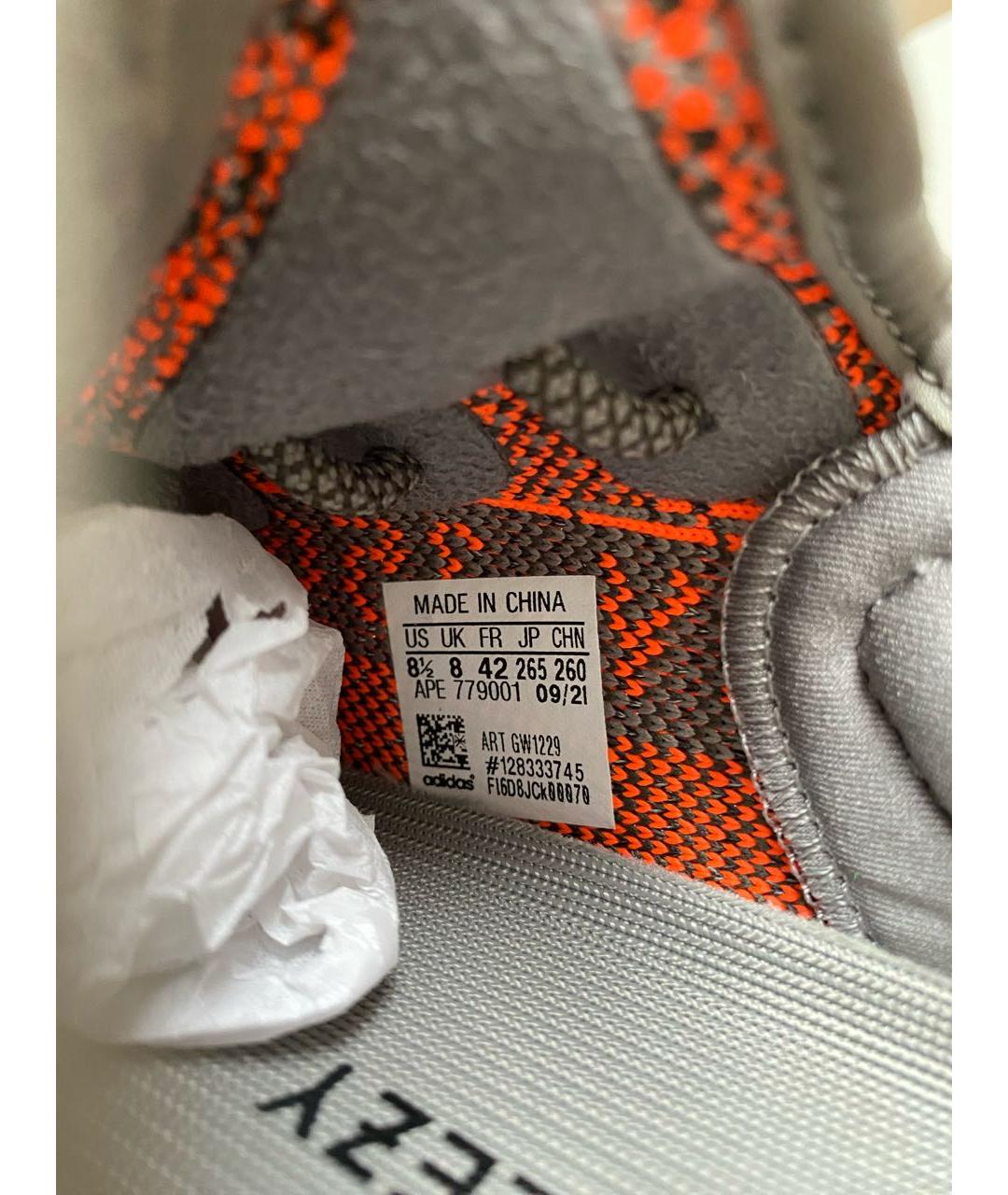 ADIDAS YEEZY Серые текстильные низкие кроссовки / кеды, фото 6