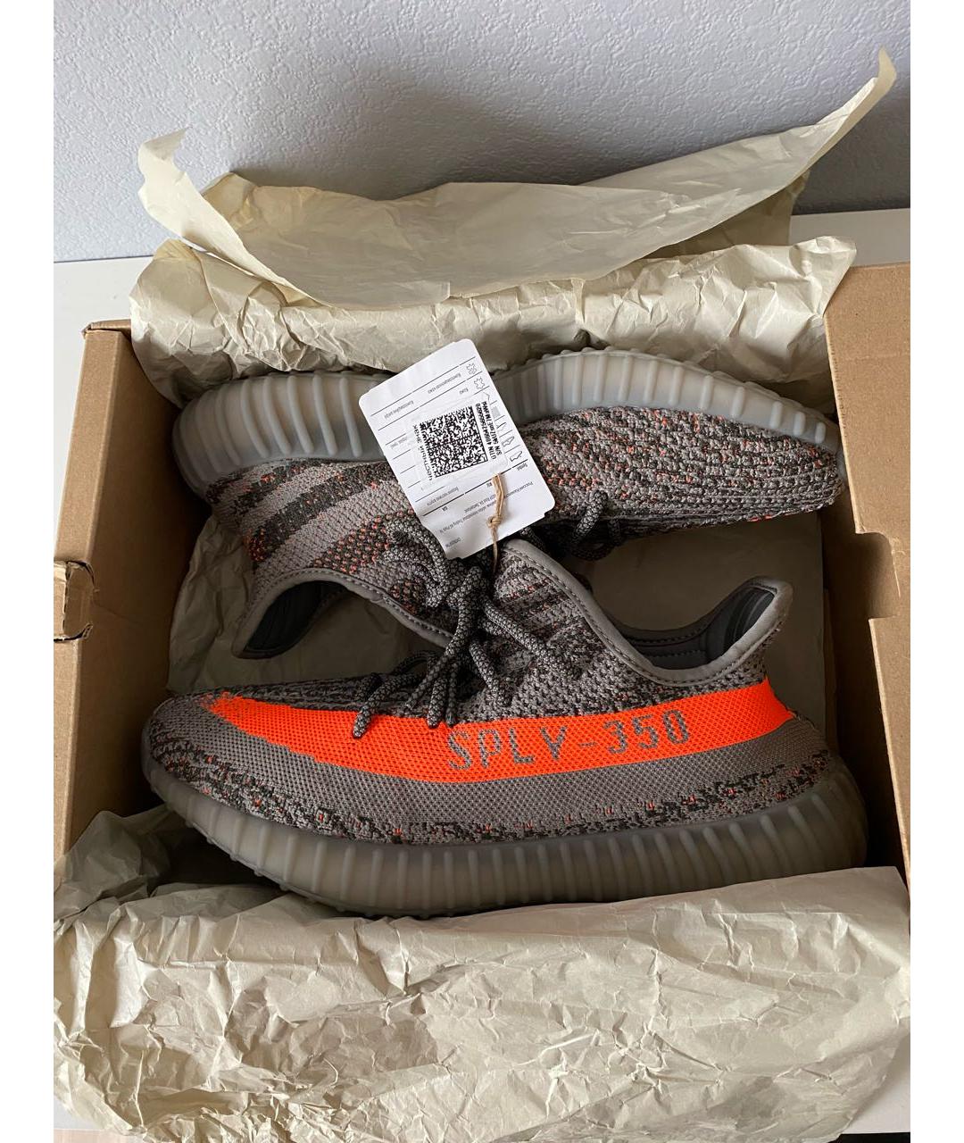ADIDAS YEEZY Серые текстильные низкие кроссовки / кеды, фото 2