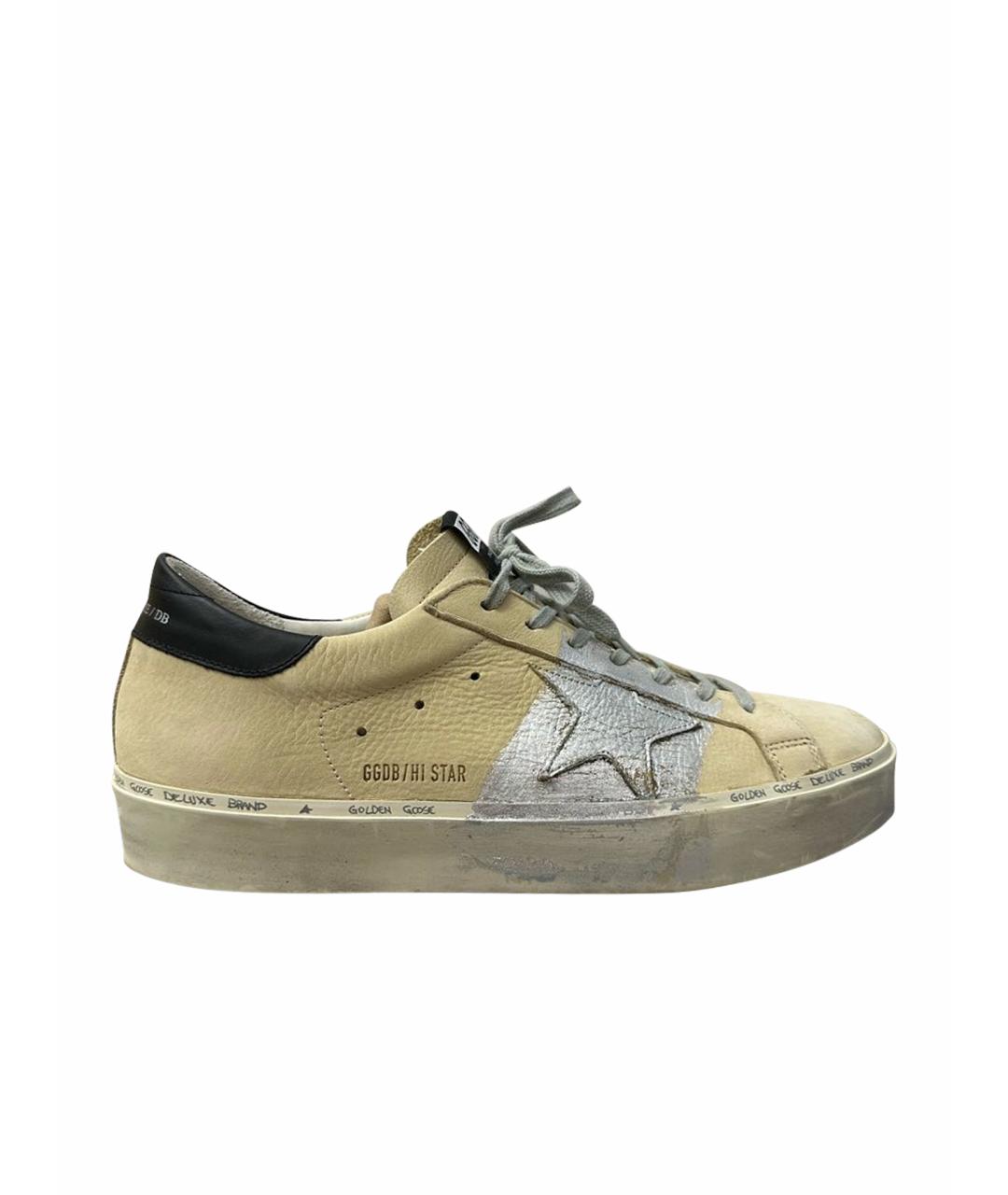 GOLDEN GOOSE DELUXE BRAND Бежевые кожаные низкие кроссовки / кеды, фото 1