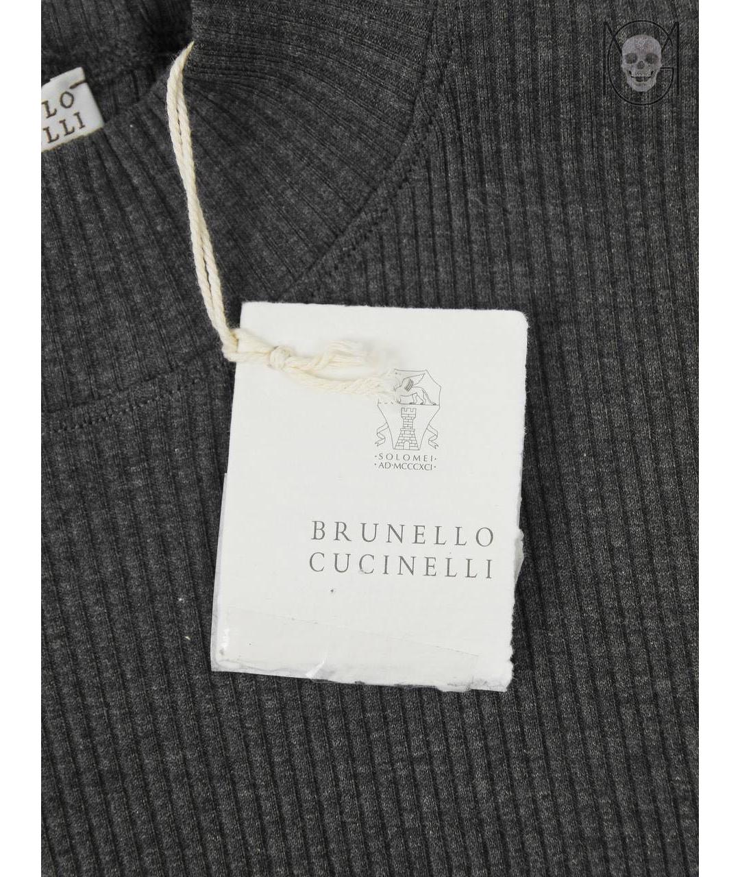 BRUNELLO CUCINELLI Антрацитовая хлопковая водолазка, фото 3