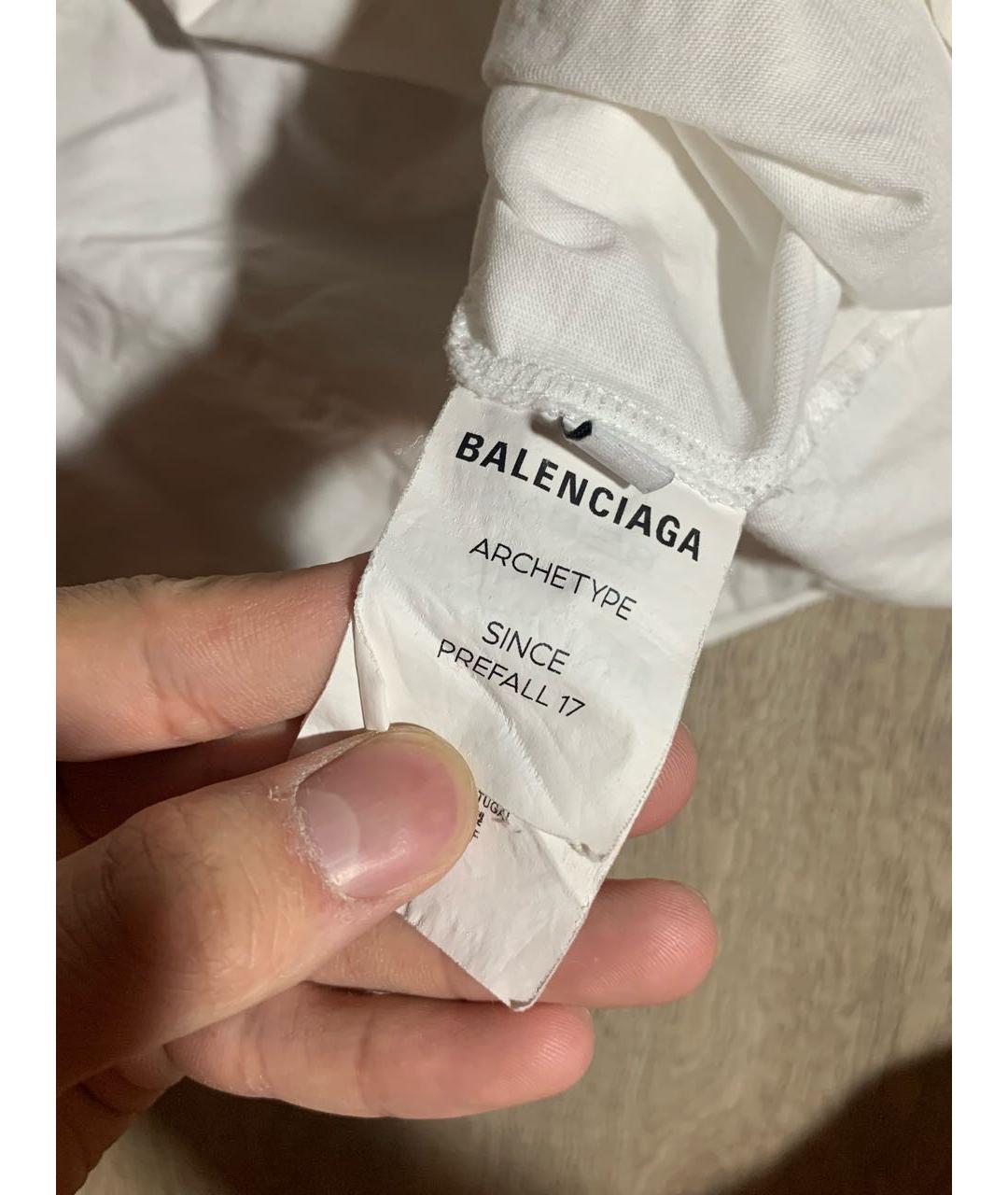 BALENCIAGA Белая хлопковая футболка, фото 3