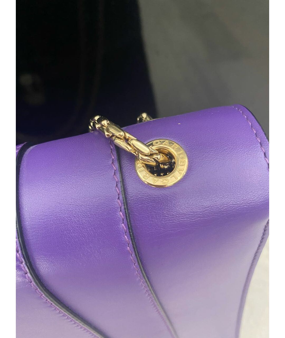 BVLGARI Фиолетовая кожаная сумка тоут, фото 5