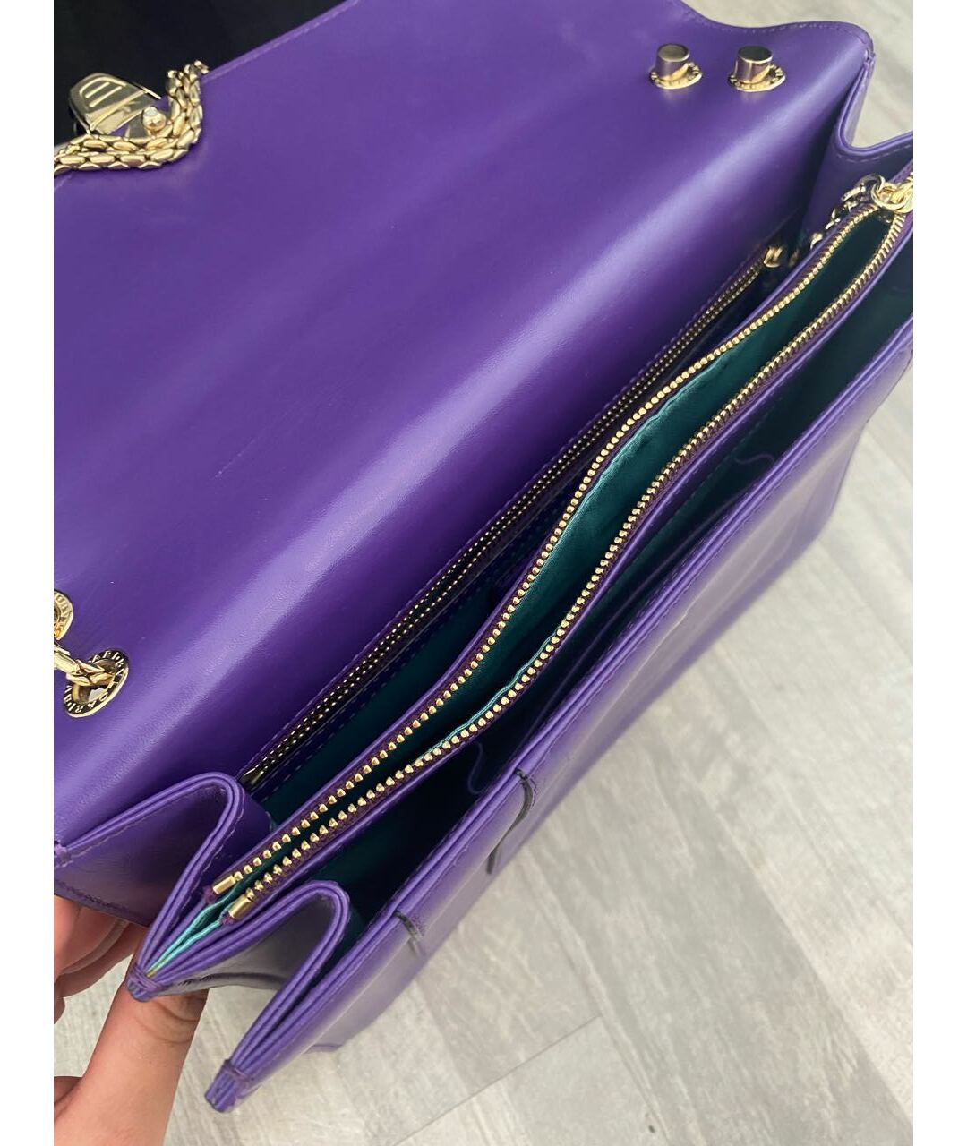 BVLGARI Фиолетовая кожаная сумка тоут, фото 4