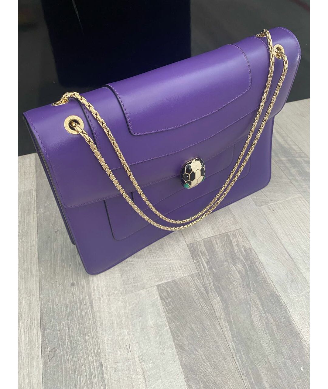 BVLGARI Фиолетовая кожаная сумка тоут, фото 2