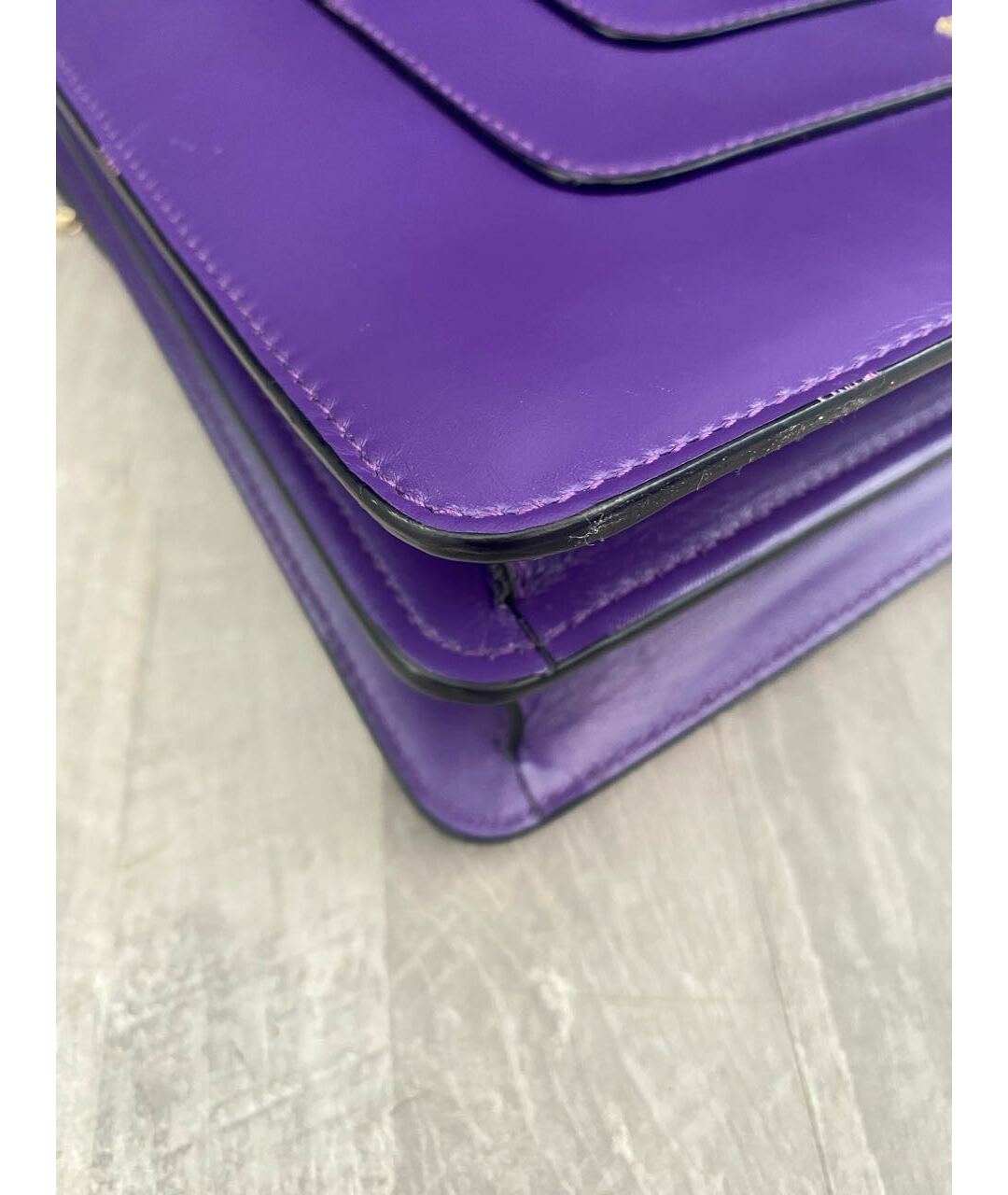 BVLGARI Фиолетовая кожаная сумка тоут, фото 6