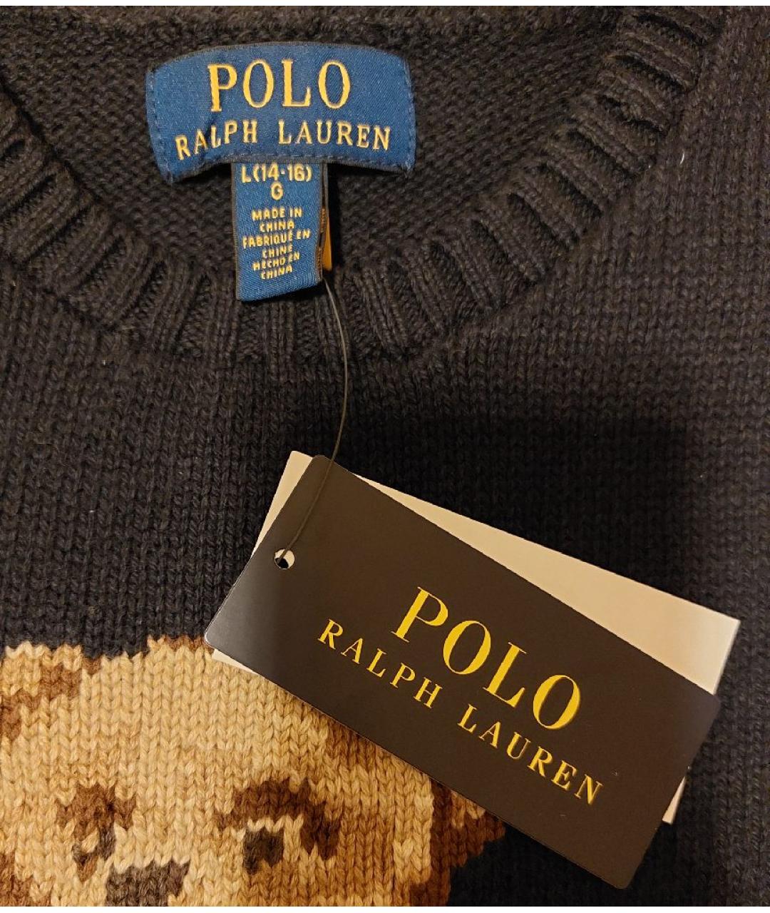 POLO RALPH LAUREN Темно-синий хлопковый джемпер / свитер, фото 9