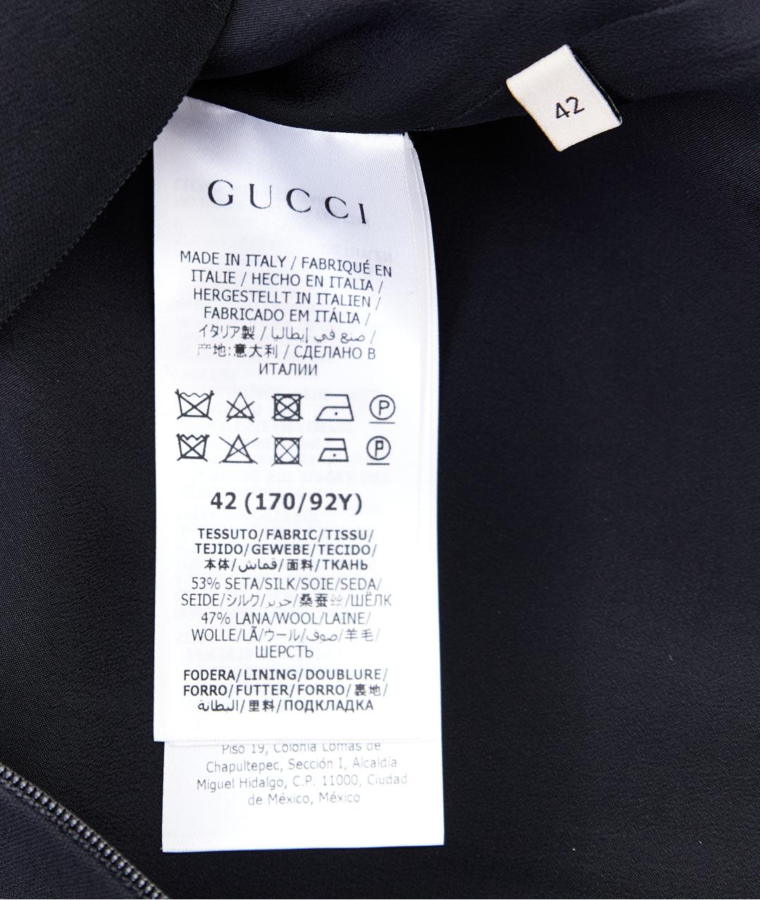 GUCCI Черное шелковое повседневное платье, фото 7