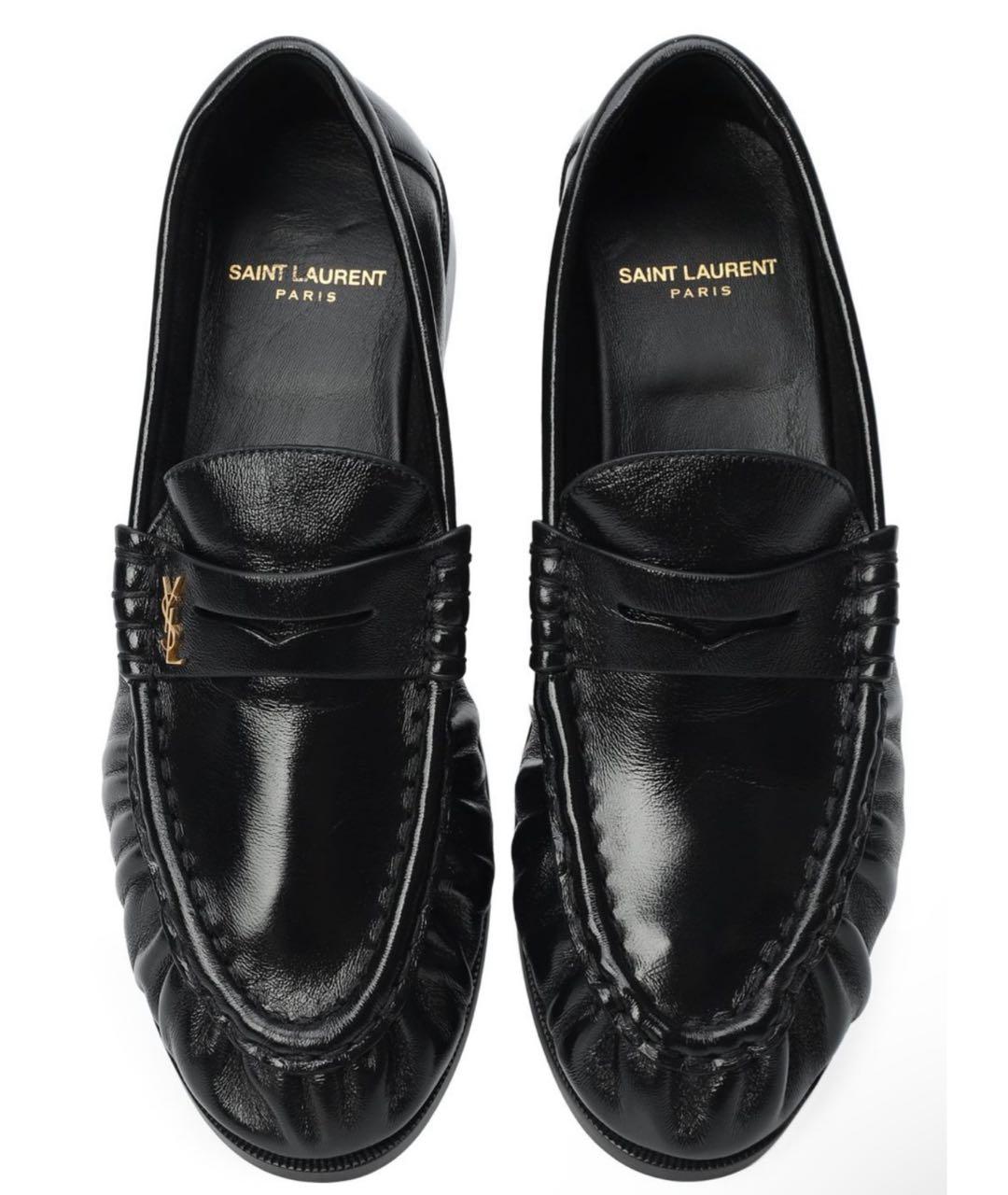 SAINT LAURENT Черные лоферы из лакированной кожи, фото 4