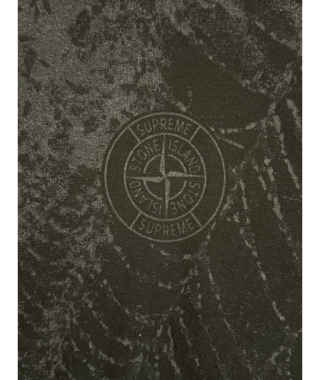 STONE ISLAND Черная хлопковая футболка, фото 6