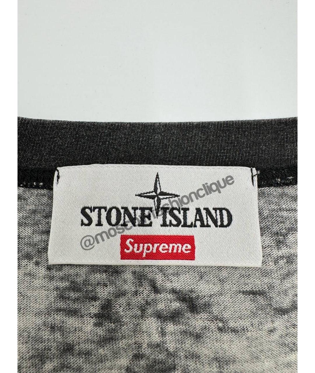 STONE ISLAND Черная хлопковая футболка, фото 5
