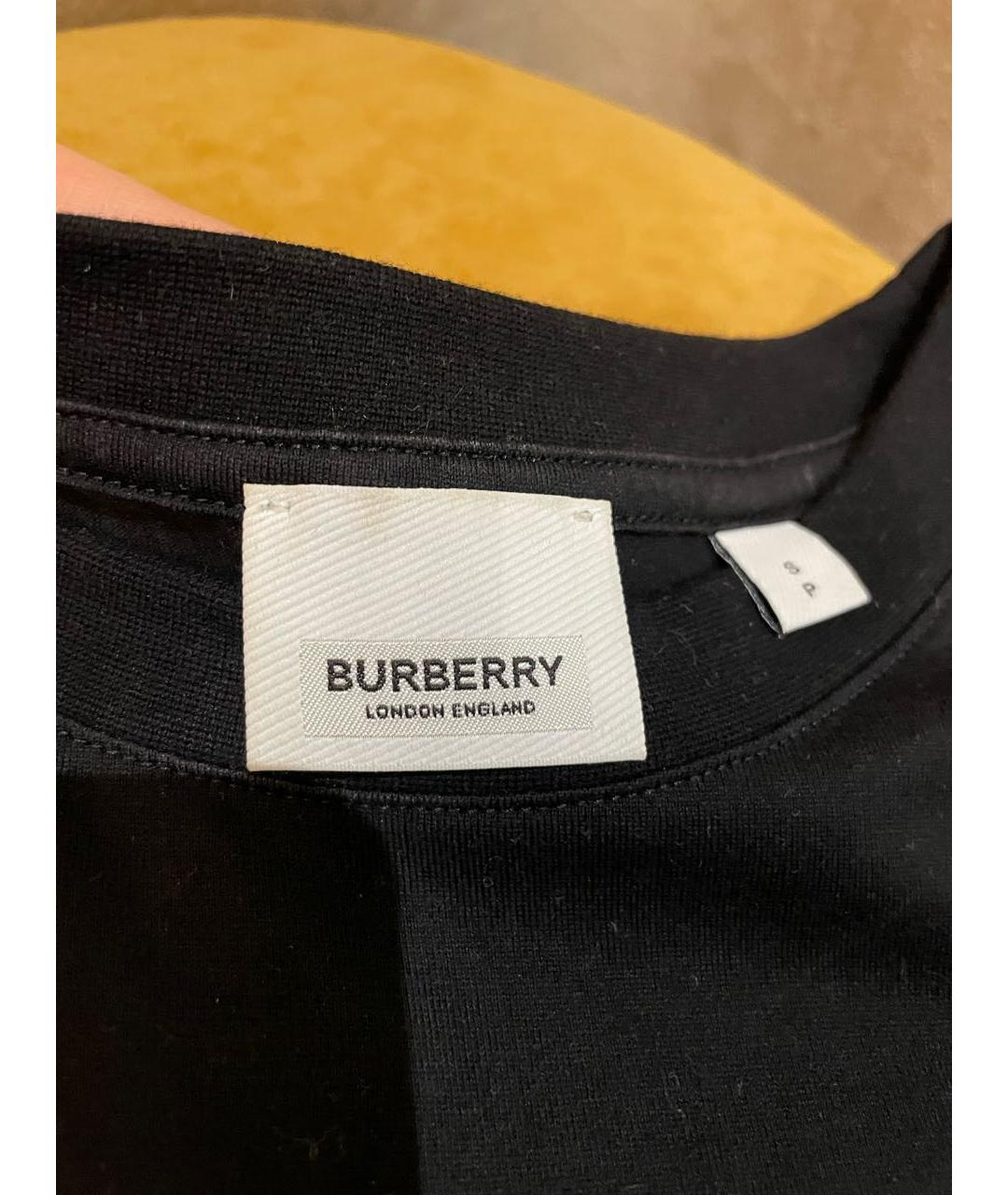 BURBERRY Черная хлопковая футболка, фото 3