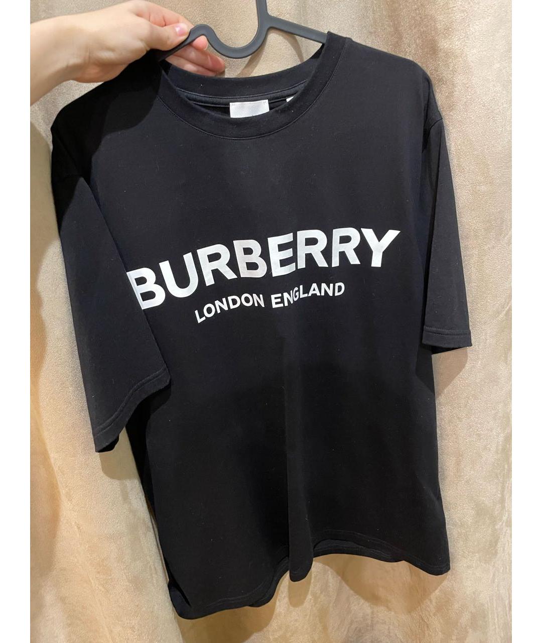 BURBERRY Черная хлопковая футболка, фото 5