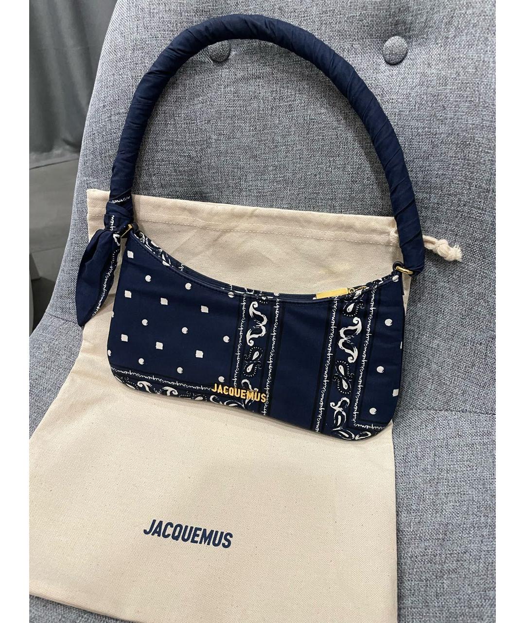 JACQUEMUS Темно-синяя хлопковая сумка с короткими ручками, фото 5