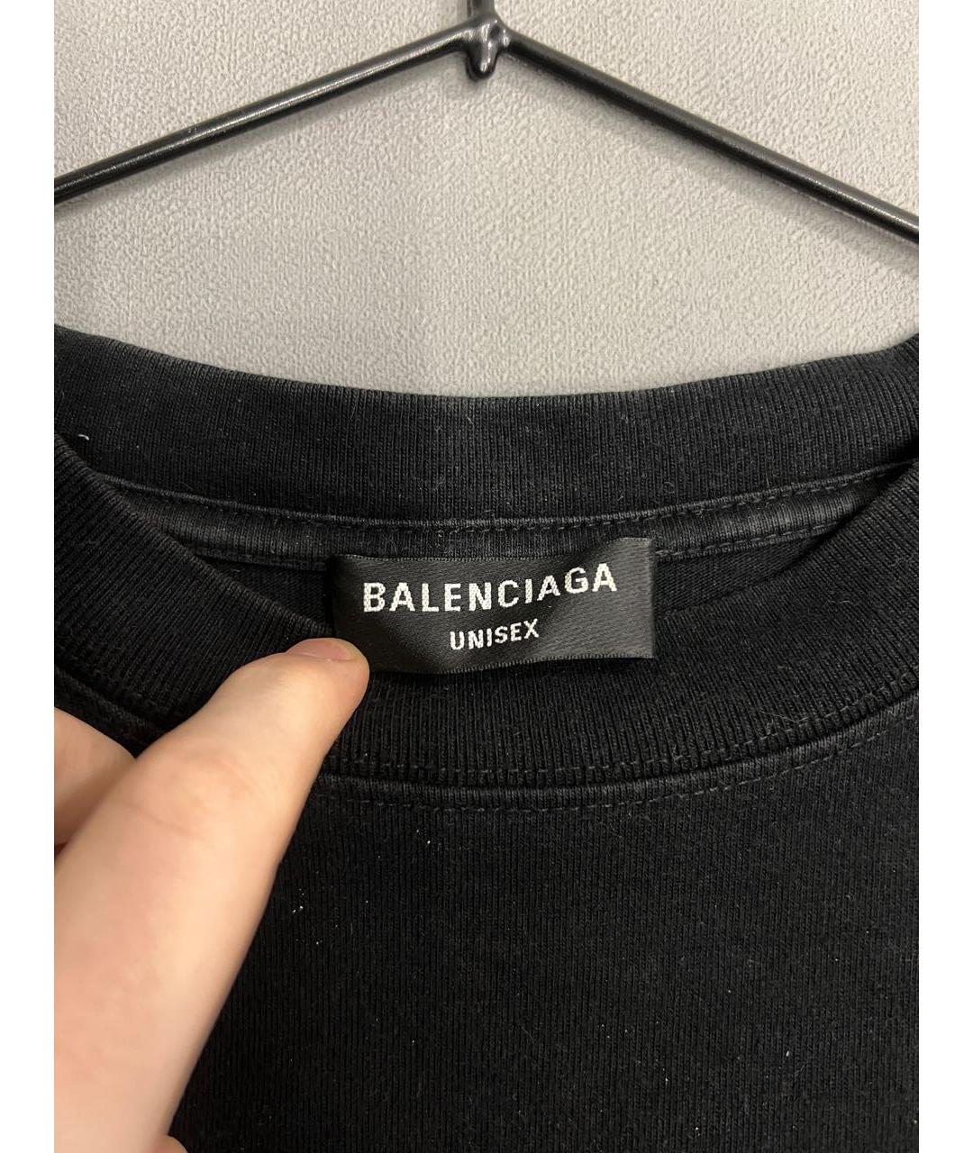 BALENCIAGA Черная хлопковая футболка, фото 3