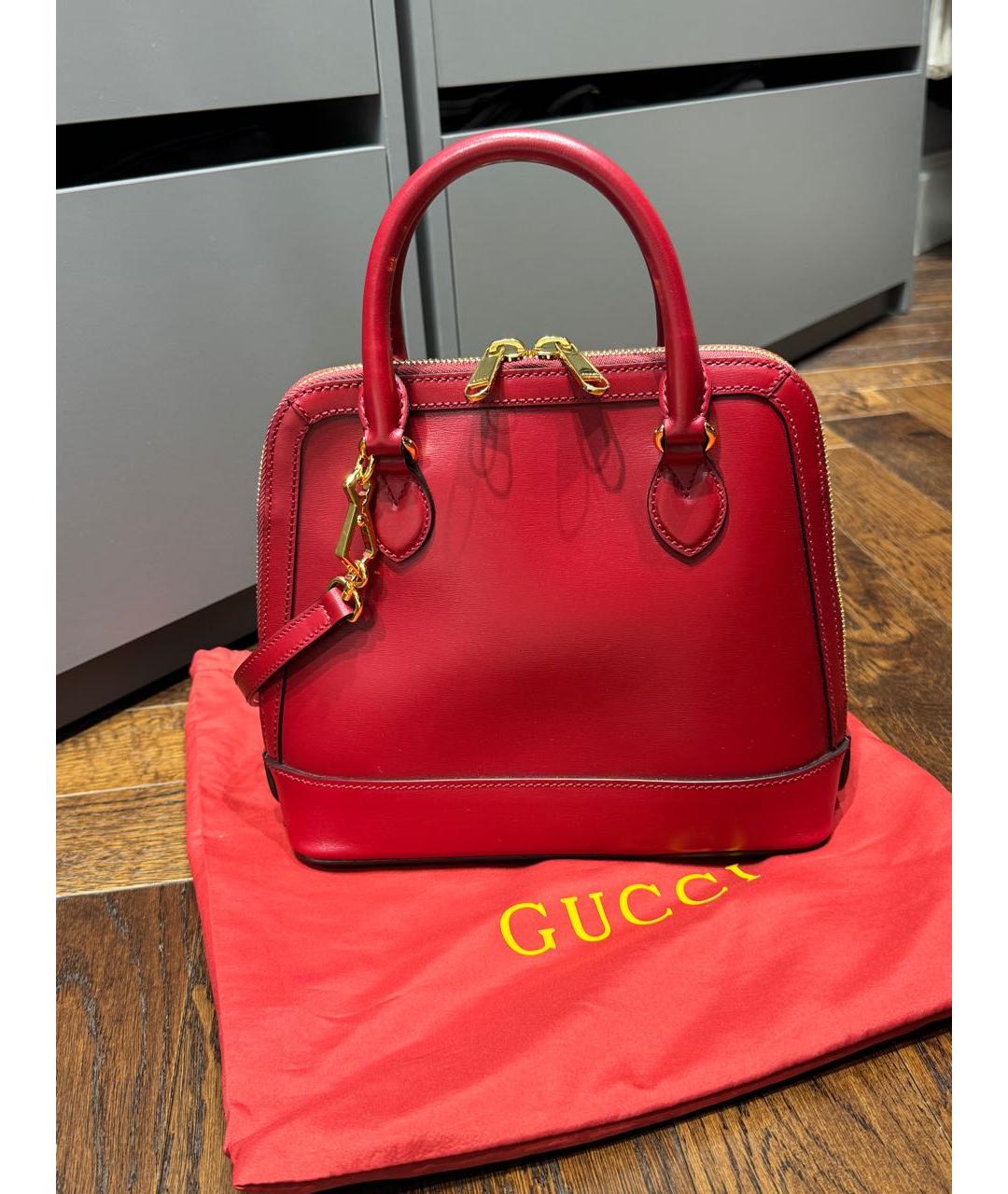 GUCCI Бордовая кожаная сумка с короткими ручками, фото 2