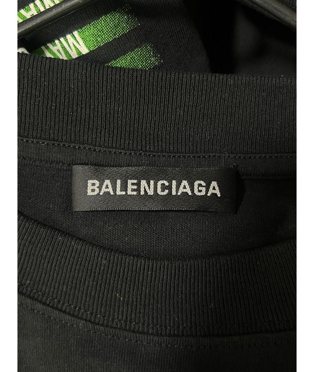 BALENCIAGA Черная хлопковая футболка, фото 3