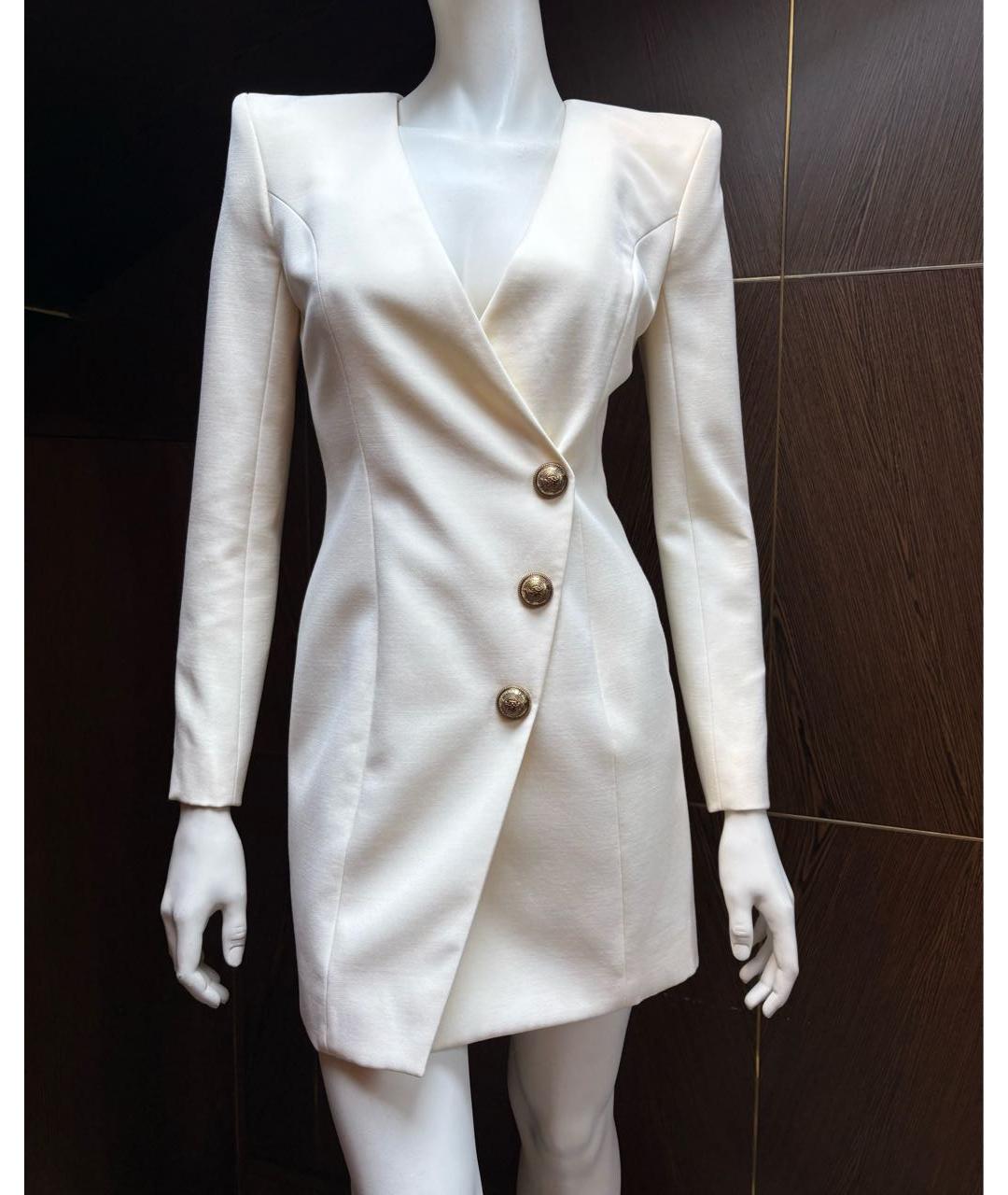 BALMAIN Белое шерстяное коктейльное платье, фото 6