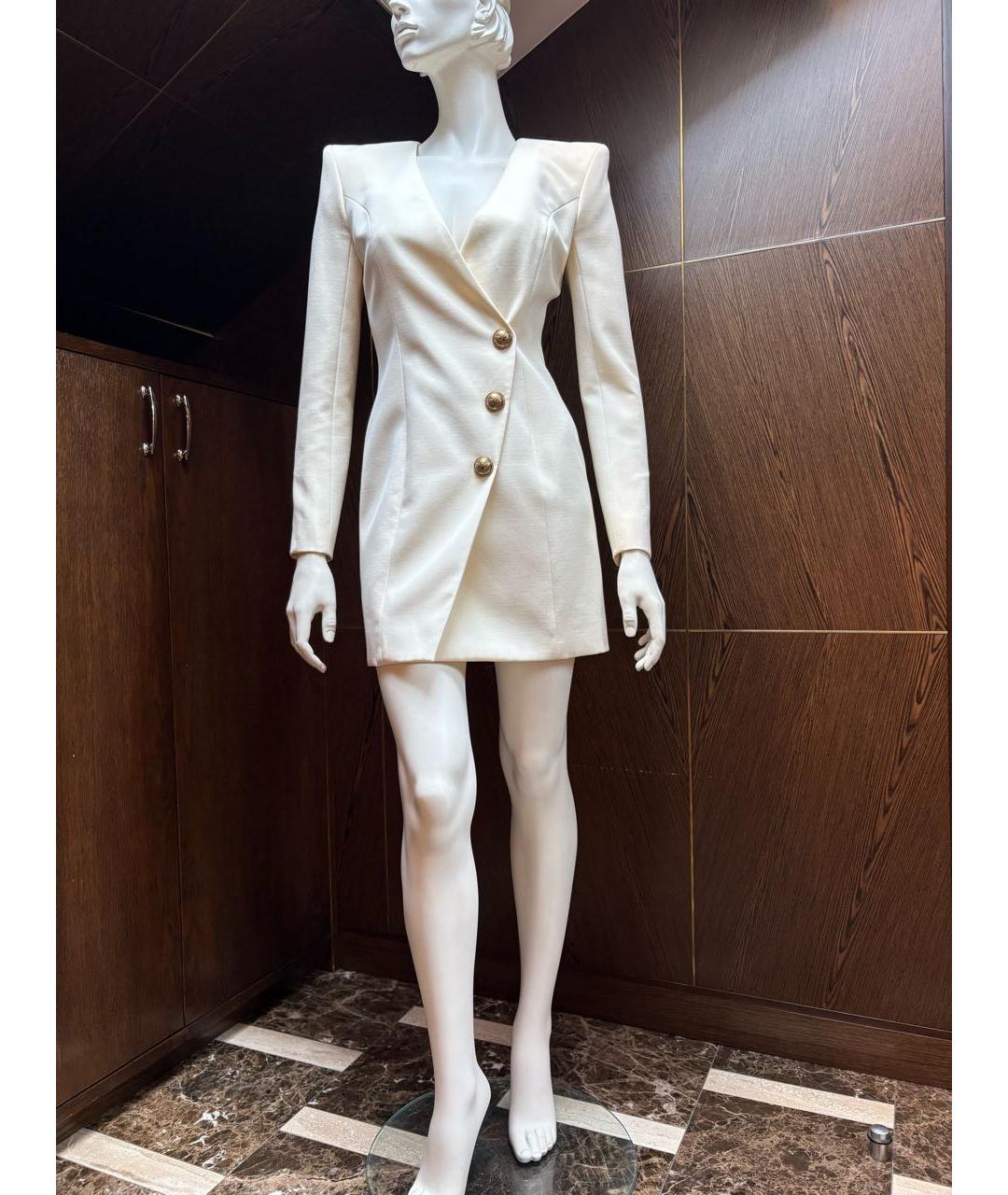 BALMAIN Белое шерстяное коктейльное платье, фото 7