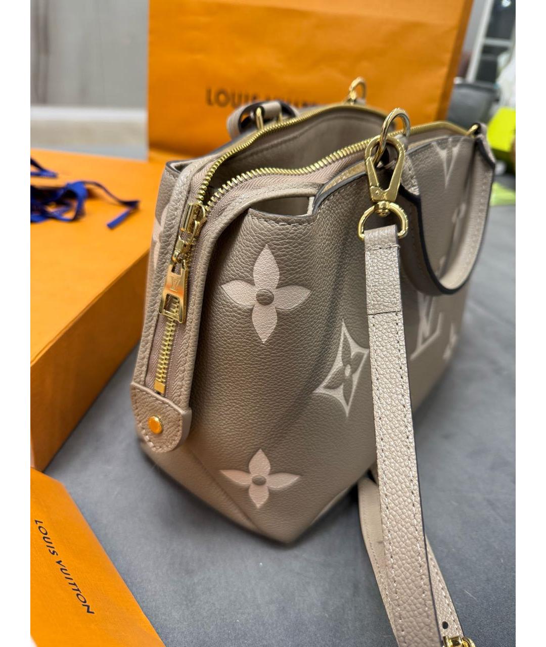 LOUIS VUITTON Бежевая кожаная сумка с короткими ручками, фото 2