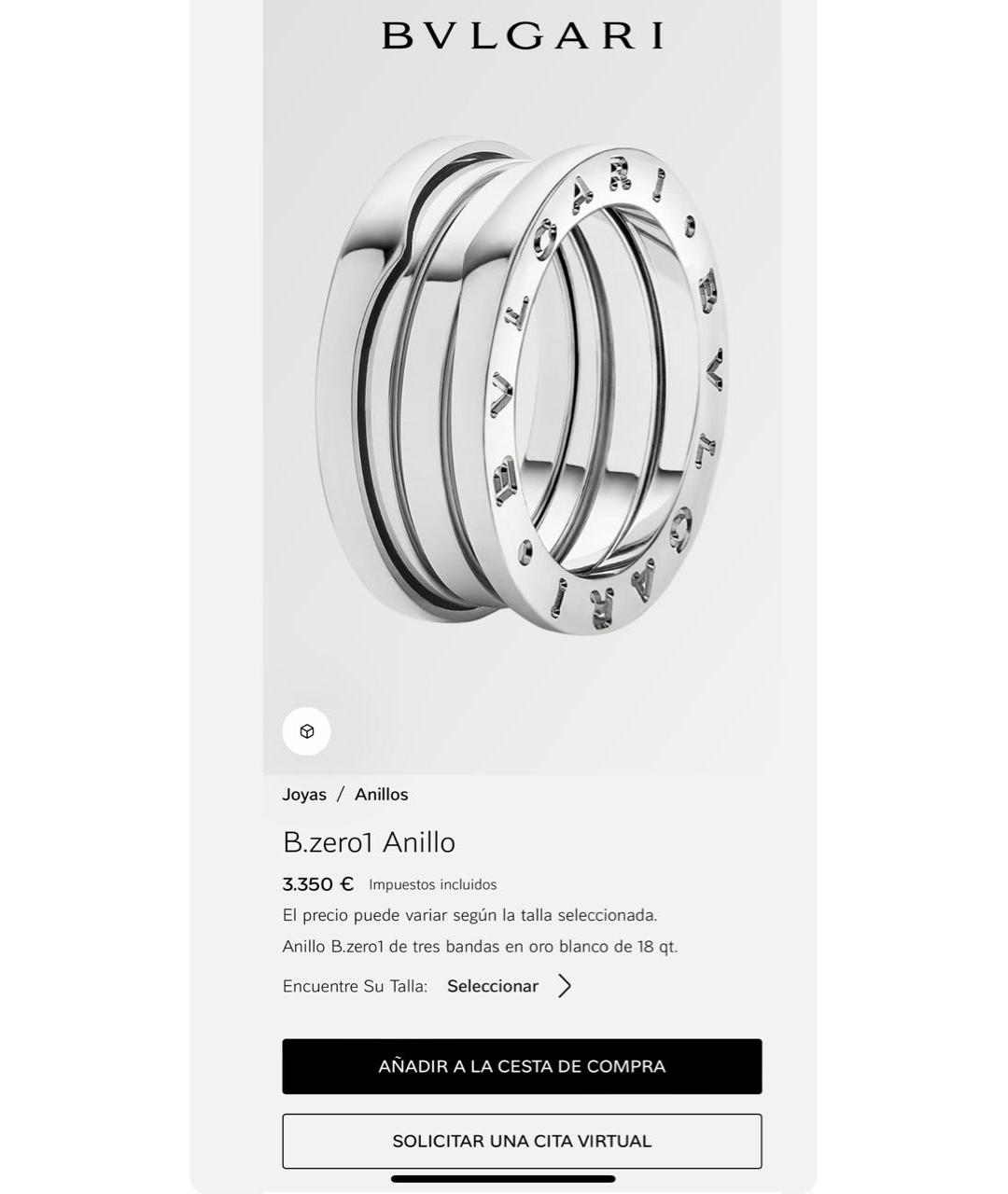 BVLGARI Серебряное кольцо из белого золота, фото 8