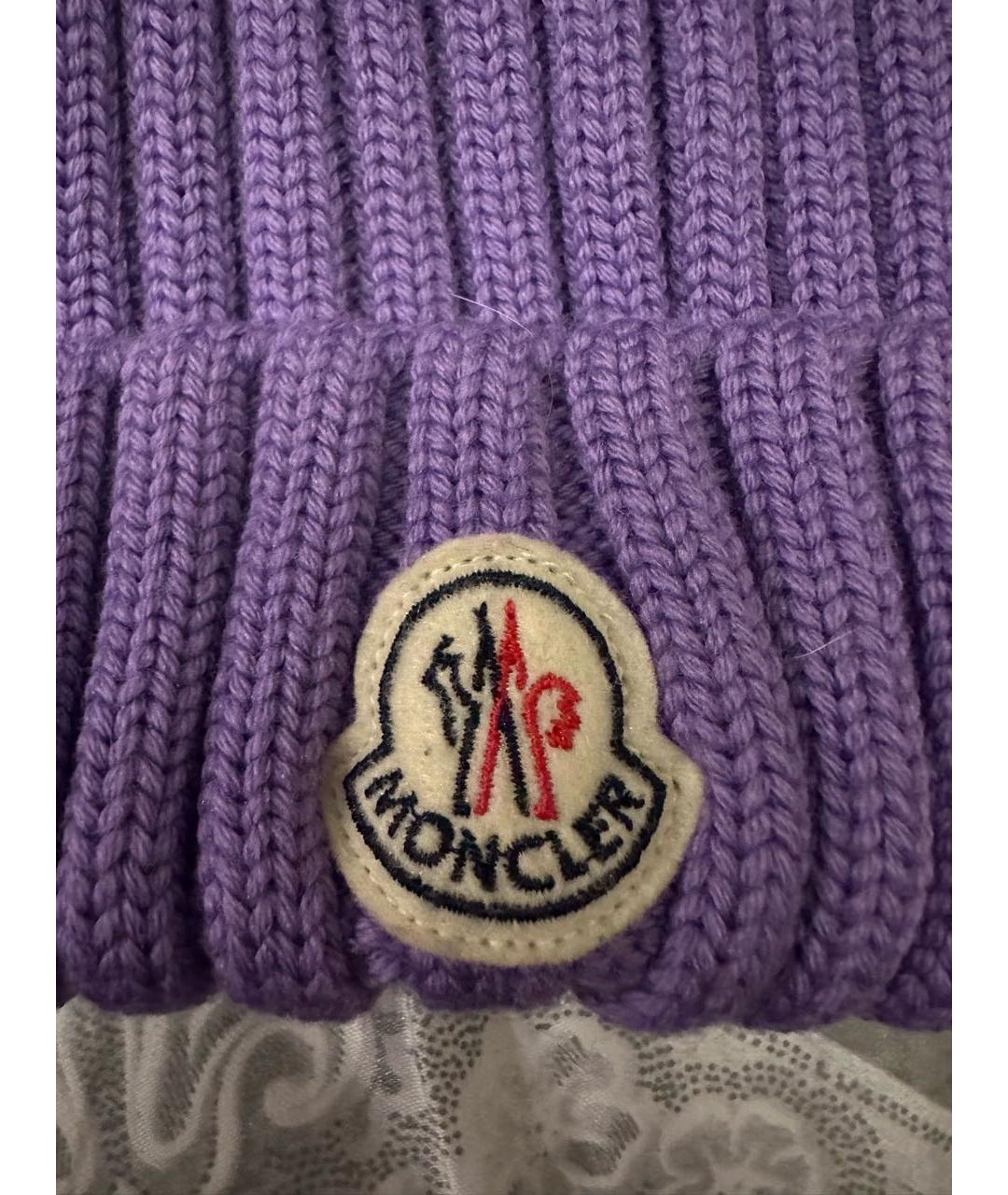 MONCLER Фиолетовая шерстяная шапка, фото 3