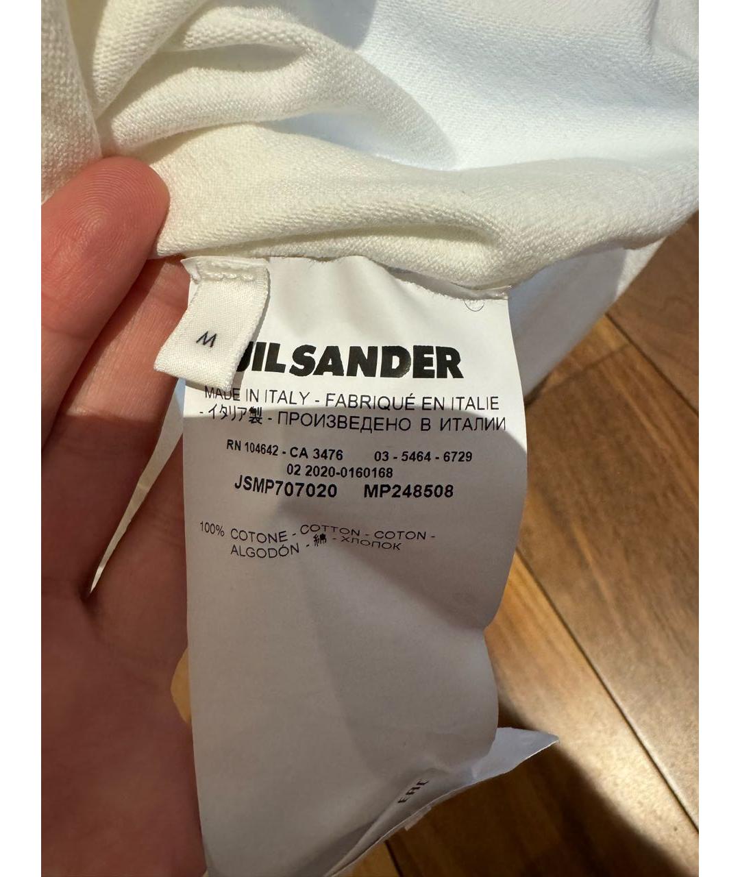 JIL SANDER Белая хлопковая футболка, фото 5