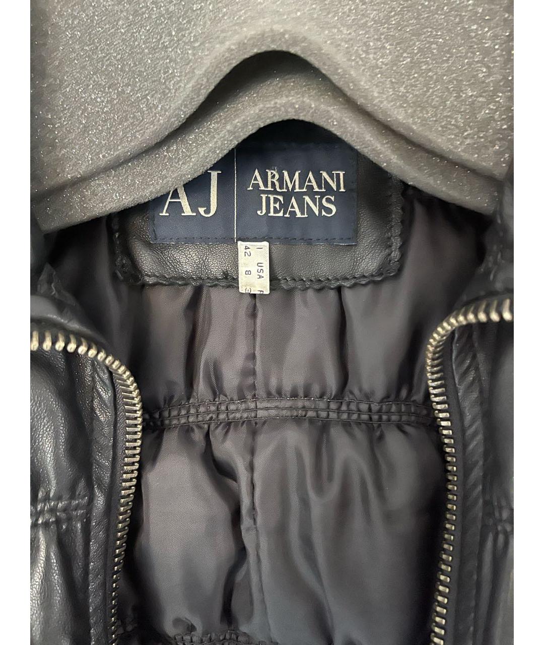 ARMANI JEANS Черная кожаная куртка, фото 4