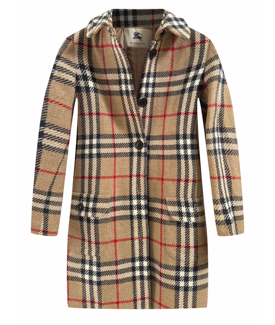 BURBERRY Бежевое шерстяное пальто, фото 1