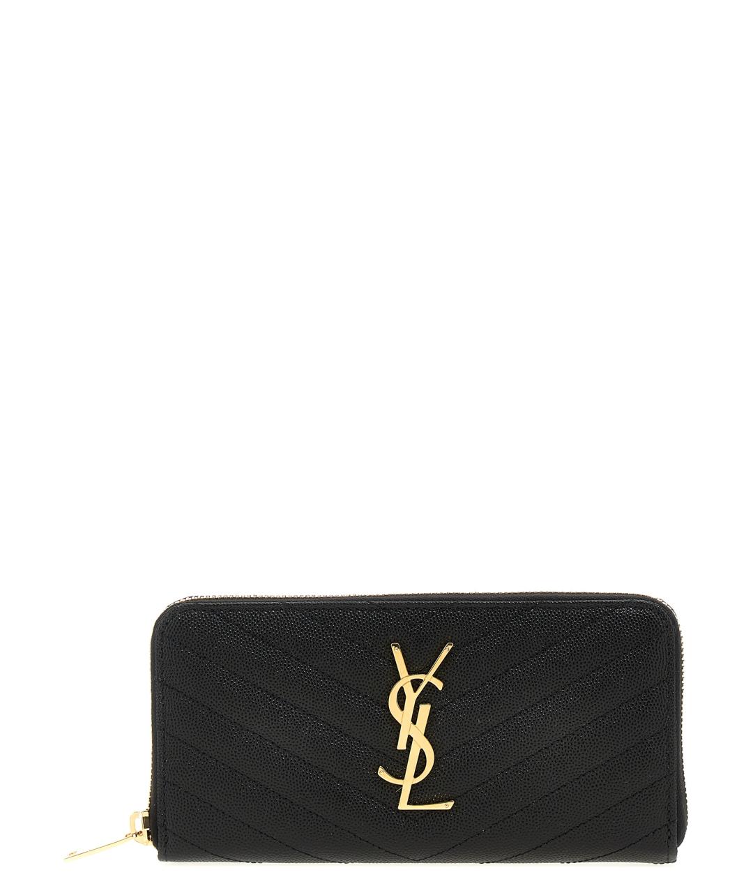 SAINT LAURENT Черный кожаный кошелек, фото 1